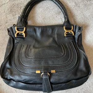 Chloe Marcie Medium Black Leather Purse Crossbody w Strap